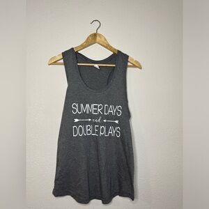 Boutique Summer Baseball Grey Tank Top Size Medium